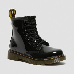 Dr. Martens Junior Patent leather lace-up boots w side zip black kids size 2